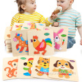 Cartoon Animal Traffic Intelligence Puzzle de poignée en bois en bois